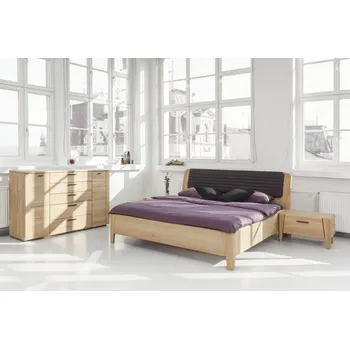 Postel Keros postel čalouněné čelo 160 x 200 cm, Sixty 210, DUB SUKATÝ přírodní lak