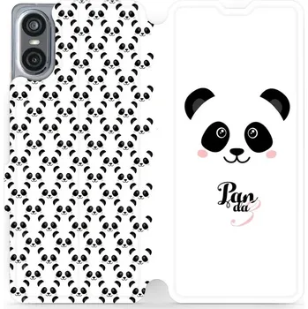 Pouzdro na mobilní telefon Flipové pouzdro Mobiwear - Sony Xperia 10 VI - M030P Panda Amálka (Knížkové flip pouzdro, obal, kryt na mobil Sony Xperia 10 VI - M030P Panda Amálka, materiál Umělá kůže + TPU - ochrana 360°, stojánek, silikonová vanička, magnetické zavírání)