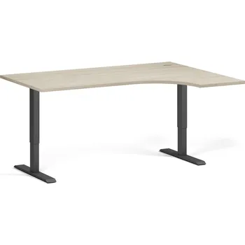 Psací stůl B2B Partner Rohový výškově nastavitelný stůl, 160x120 cm, 2 motory, L/P, černá podnož, dub přírodní