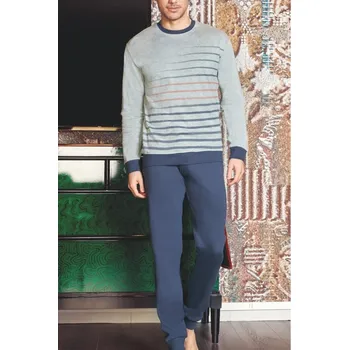 Pánské pyžamo NOTTINGHAMSKÉ PÁNSKÉ PYŽAMO PG39196 ŠEDÁ/ČERNÁ 2XL