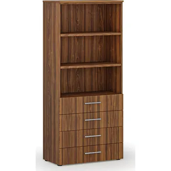 Nábytek B2B Partner Kancelářská skříň se zásuvkami PRIMO WOOD, 800 x 420 x 1781 mm, ořech