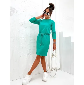 Dámské šaty Dámské úpletové šaty v tyrkysové barvě (700) odstíny zelené S (36)