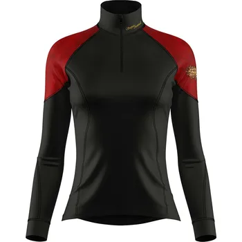 Dámské funkční triko dlouhý rukáv se zipem RED VELVET LADY černá Bamboo Light New - Červená / XL