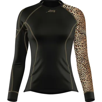 Dámské funkční triko s dlouhým rukávem LEO černá/hnědá Bamboo Heavy - Hnědá / XS