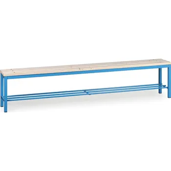 B2B Partner Šatní lavice s botníkem, sedák - latě, modré nohy, délka 2000 mm