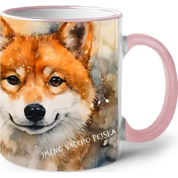 Keramický hrnek Shiba-Inu, Barva Růžová, Velikost 330 ml, Canvas Keramický hrnek s barevným uchem Bezvatriko.cz 2592