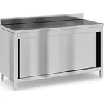 B2B Partner Nerezový pracovní stůl se skříňkou, 1500 x 600 x 850 mm