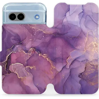 Pouzdro na mobilní telefon Flipové pouzdro Mobiwear - Google Pixel 8A - VP20S Fialový mramor (Knížkové flip pouzdro, obal, kryt na mobil Google Pixel 8A - VP20S Fialový mramor, materiál Umělá kůže + TPU - ochrana 360°, stojánek, silikonová vanička, magnetické zavírání)