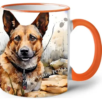 Keramický hrnek Australský honácký pes, Barva Oranžová, Velikost 330 ml, Canvas Keramický hrnek s barevným uchem 2613