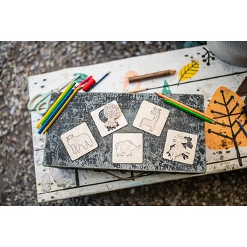 Dřevěná hračka BeWooden Lišácké vkládací puzzle 4 v1 - Divočina