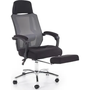 Kancelářská otočná židle FREEMAN s podnožkou — síť / látka, černá / šedá