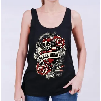 tílko dámské - HEART ROSE - BLACK HEART - 13599 - M