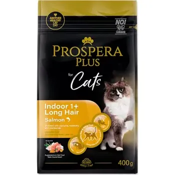 Krmivo pro kočku Krmivo Prospera Plus Indoor 1+ Salmon Long Hair 0,4kg