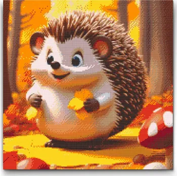 Diamantové malování Diamantové malování - Roztomilý ježek Velikost: 50x50cm, Rámování: Pouze srolované plátno, Diamanty: Čtvercové