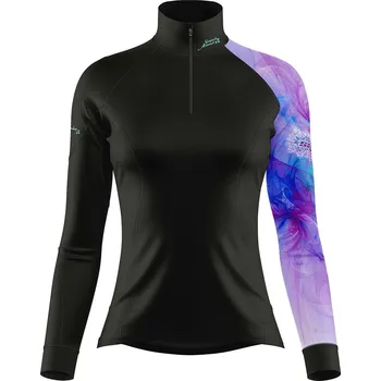 Dámské funkční triko dlouhý rukáv se zipem PURPLE černá Bamboo Heavy - Fialová / L