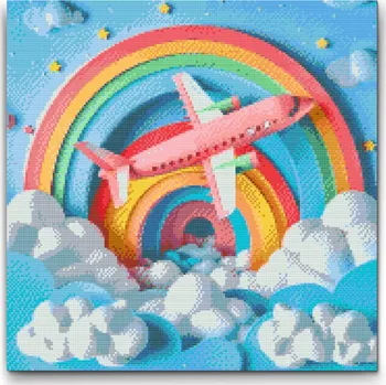 Diamantové malování Diamantové malování - Pastelové letadlo Velikost: 50x50cm, Rámování: Pouze srolované plátno, Diamanty: Čtvercové