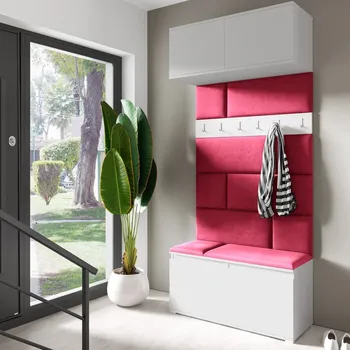 Předsíňová stěna Předsíňová stěna Emi 23 - bílá Barva čalounění: Tmavě červená - Trinity 24