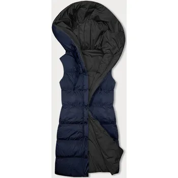 Dámská vesta Tmavě modro-černá oboustranná ovesrsize vesta s kapucí (V724) odstíny modré L (40)