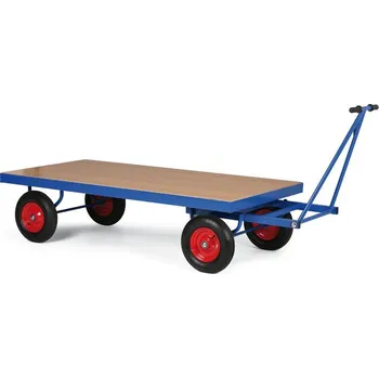Stavebniny B2B Partner Plošinový vůz s ojí bez bočnic, 1000x2000 mm, 600 kg, dušová kola
