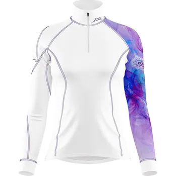 Dámské funkční triko dlouhý rukáv se zipem PURPLE bílá Bamboo Thermo - Fialová / XL