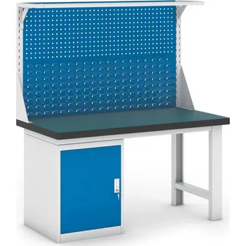 Dílenský stůl B2B Partner Pracovní stůl do dílny GB s nástavbou a skříňkou na nářadí, 1500 mm