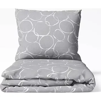 Povlečení Bavlněné povlečení - bílá kola na šedé 140x220+70x90