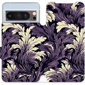 Pouzdro na mobilní telefon Flipové pouzdro Mobiwear - Google Pixel 8 Pro - VA46S Fialové rostliny (Knížkové flip pouzdro, obal, kryt na mobil Google Pixel 8 Pro - VA46S Fialové rostliny, materiál Umělá kůže + TPU - ochrana 360°, stojánek, silikonová vanička, magnetické zavírání)