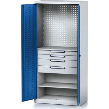 Alfa 3 Dílenská skříň MECHANIC, 1950x920x500 mm, 2 police, 4 zásuvky modré dveře