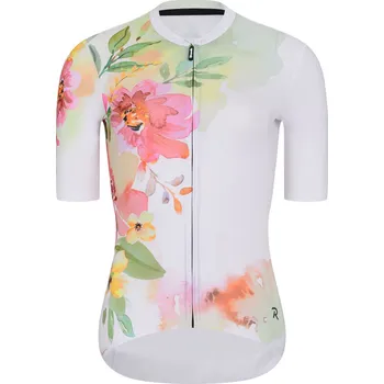 cyklistický dres RIVANELLE Cyklistický dres s krátkým rukávem - FLOWERY LADY - bílá/růžová/zelená L