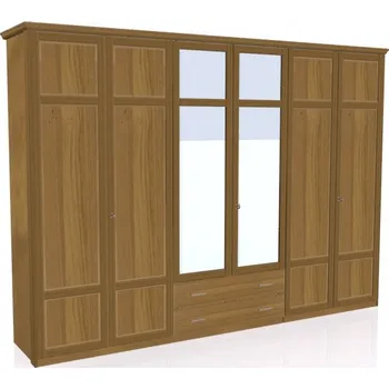 Šatní skříň Jitona Piano šatní skříň, 6 dveří, 2 zásuvky, 2 zrcadla