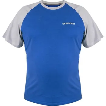 Rybářské oblečení Tričko Shimano Short Sleeve T-Shirt Blue Velikost XXL