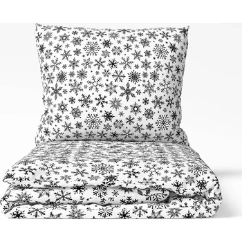 Povlečení Vánoční bavlněné povlečení - vločky na bílé 140x200+70x90