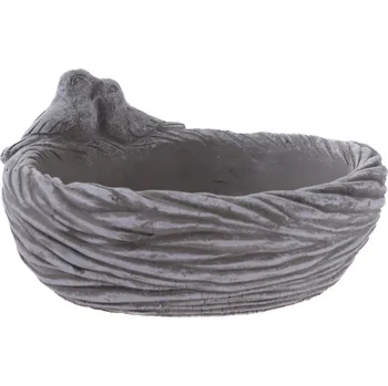 Krmítko pro ptáka Betonové pítko pro ptáčky Bird´s nest, 18,5 x 9 x 18 cm, šedá