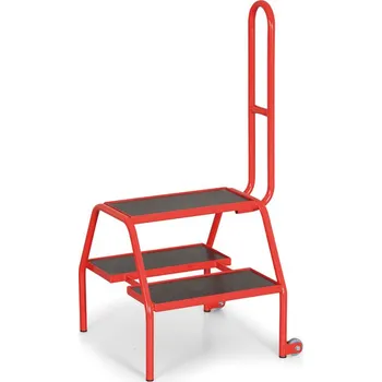 Žebřík B2B Partner Ocelové mobilní schůdky s opěrnou rukojetí, 2 kolečka, výška plošiny 46 cm