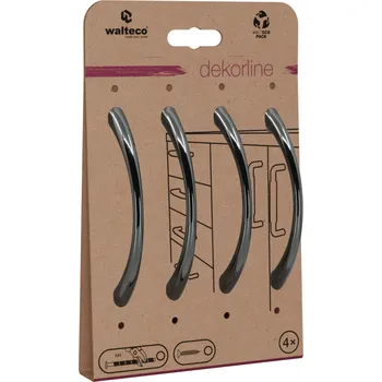 Nábytkové kování Walteco Set nábytkových úchytek Gitka rozteč 96mm, lesklý černý nikl, 4 ks