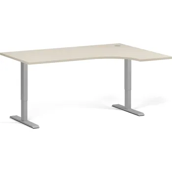Psací stůl B2B Partner Rohový výškově nastavitelný stůl, 160x120 cm, 2 motory, L/P, šedá podnož, bříza