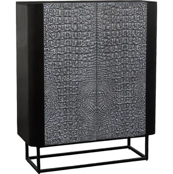 Designová vysoká skříňka Krokodil 120cm šedá/černá