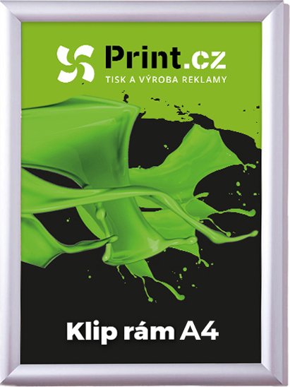 Klip rám A4 s ostrými rohy s tiskem