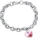 Dámský náramek z chirurgické oceli se Swarovski® Crystals Srdce 14mm Light Rose LSW085B