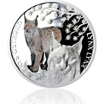 2013 - Stříbrná mince 1 NZD Rys ostrovid kolorováno