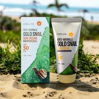 Opalování LEBELAGE - Anti-Wrinkle Gold Snail Sun Cream - SPF se šnečím mucinem a ochranou 50+/PA+++ - 70 ml
