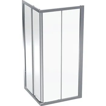Vanová zástěna Geberit Geo čtvercová sprchová zástěna, 90x90x190 cm, sklo transparent, rám stříbřitá (560.122.00.2)