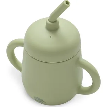 dětská jídelní sada Interbaby Lahvička s brčkem silikonová zelená