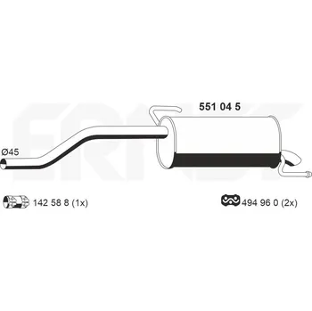 Tlumič výfuku Zadní tlumič výfuku ERNST 551045