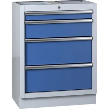 Dílenský regál Zásuvkový dílenský box k pracovní desce EXPERT, 4 zásuvky, 680 x 455 x 910 mm, modrá