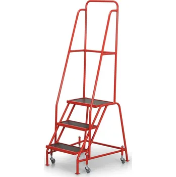 Žebřík Corping Pojízdný ocelový žebřík s plošinou, 3 příčky, výška plošiny 67 cm