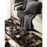 Koberec hnědý kožený 140 x 200 cm hovězí kůže obdélníkový tvar patchwork ručně vyrobený moderní styl Beliani