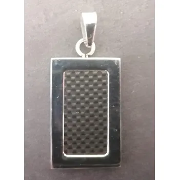 Přívěsek Obdélník s tmavým středem - ocelový přívěsek