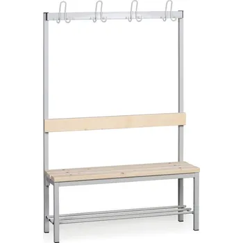 Šatní lavice s věšákem a botníkem, sedák - latě, délka 1000 mm, šedé nohy