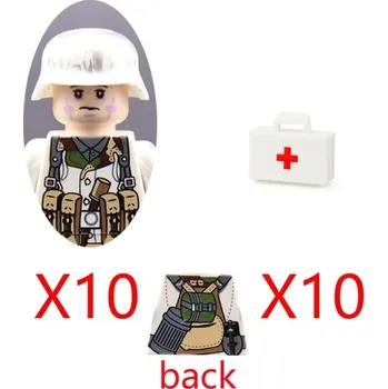 Stavebnice LEGO Vojenské stavebnice pro děti s historickými figurkami | lego styl komponenty - DZ-103-PD121-10PCS